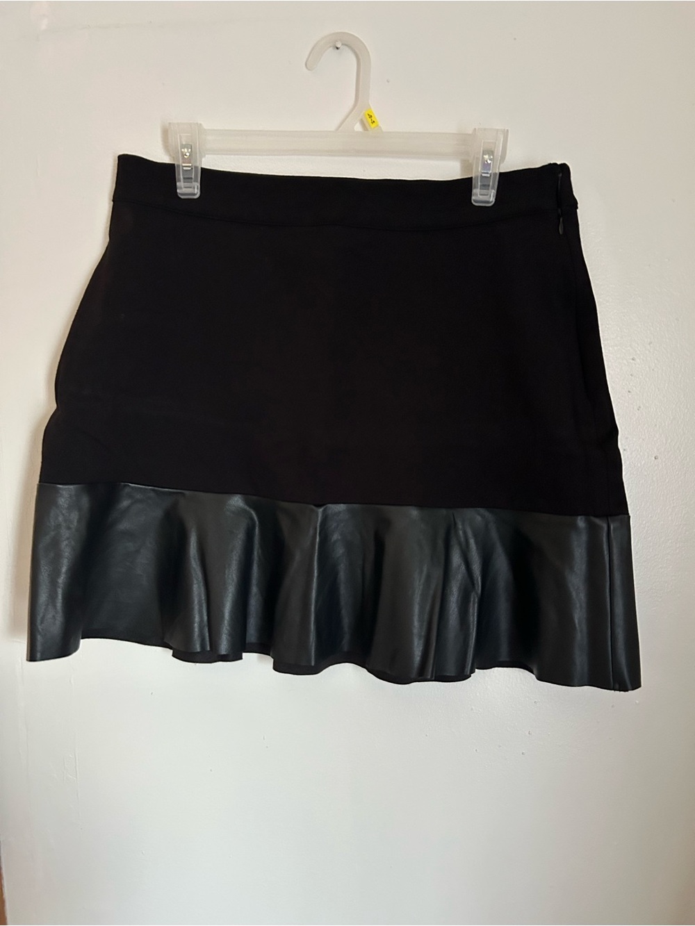 Michael Kors Black Mini Skirt with Faux Leather Ruffle Hem